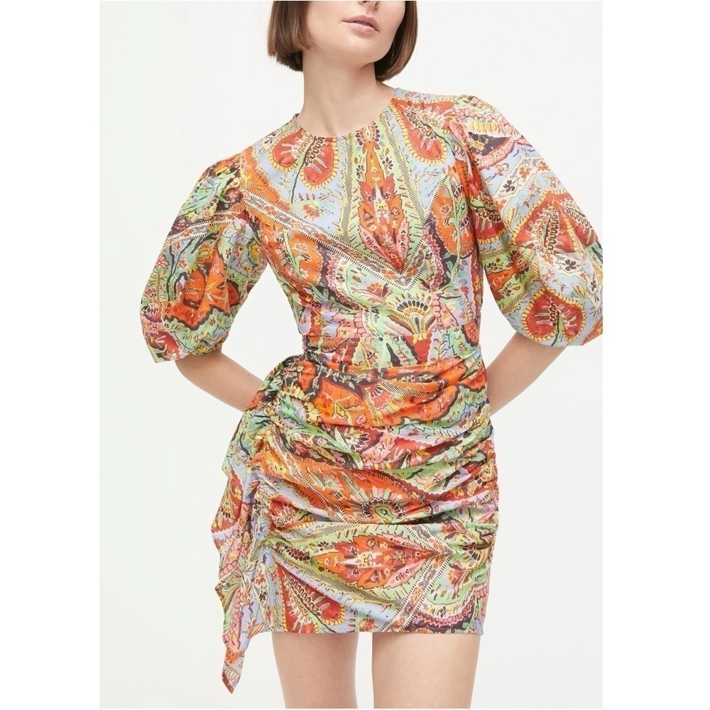 NWOT RHODE Mini Floral Puff-Sleeve Ruched Pia Dress